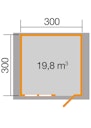 Weka 45 mm Gartenhaus 139 mit Vordach (20 cm)