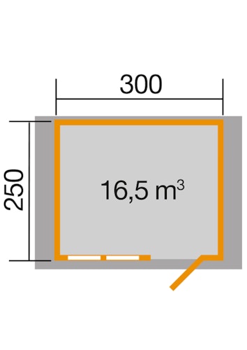 Weka 45 mm Gartenhaus 139 mit Vordach (20 cm)
