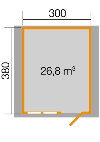 Weka 45 mm Gartenhaus 139 mit Vordach (20 cm)
